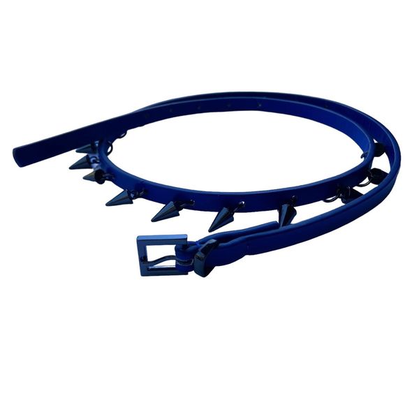 Silvian Heach Women's Royal Blue Skinny Belt Мetal Spikes Size S Waist 32- 36 in - Picture 11 of 11